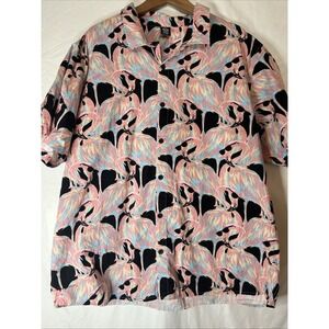Neff Pink Flamingo Sunglasses Button-Down Short-Sleeve Casual Shirt Men 3x-large